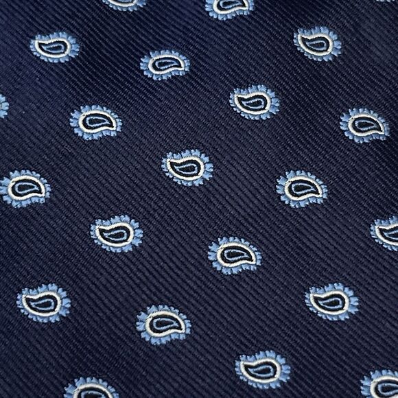 Yves Saint Laurent Pour Homme Blue Repp 100% Silk Men’s Neck Tie Made In Italy - Picture 9 of 9